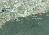 Localização do Geossítio Mirante de Santa Rita na borda sudeste da serra de Santana e próximo a cidade de Lagoa Nova. Fonte: Google Earth