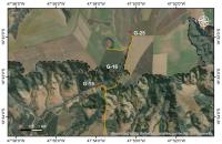 fig. 1 - Imagem de satélite com a localização do Vale Encantado e de outros geossítios nas proximidades. G-15 (Cachoeira do Vale Encantado), G-16 (Cachoeira da Fazenda Eldorado); G-25 (Geossítio Águas Partidas).