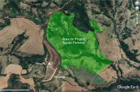 Fig. 10 - Imagem de satélite de parte da Fazenda Agronelli, com a localização do Mirante e da área do Projeto "Águas Perenes". Imagem obtida do Google Earth em Setembro de 2022.