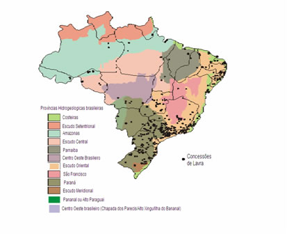Concessões de Lavra nas Províncias Hidrogeológicas do Brasil